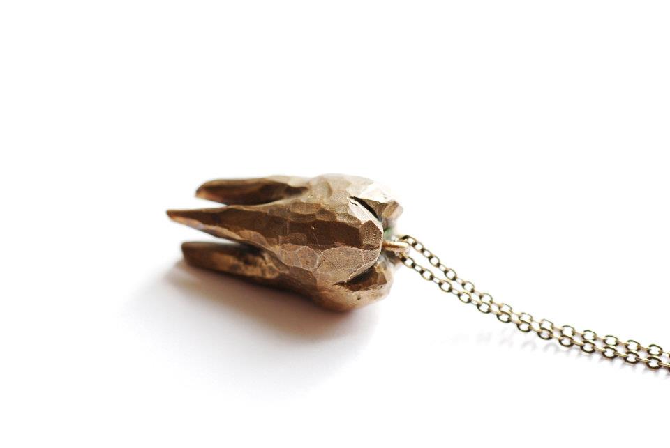 2 Cast Bronze Tooth Necklace