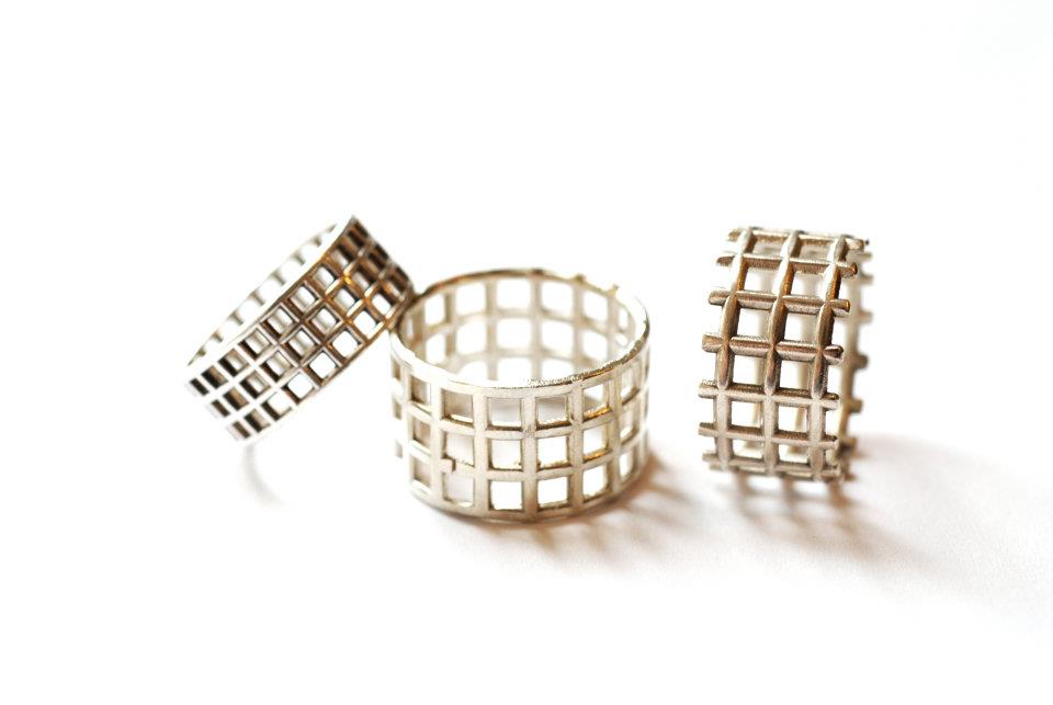 4 Cast Sterling Silver Geometric Rings